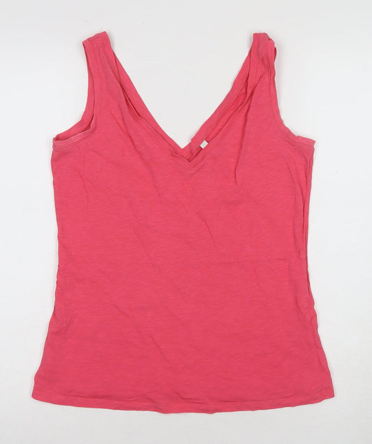 Boden Women's Pink Sleeveless V-Neck Cotton Tank