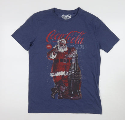 Mens UK Size S Coca-Cola Blue  T-Shirt