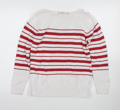 Inle Women's Red Striped Pullover Jumper, Size 14