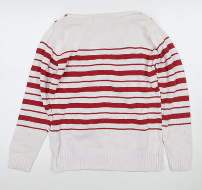 Inle Women's Red Striped Pullover Jumper, Size 14