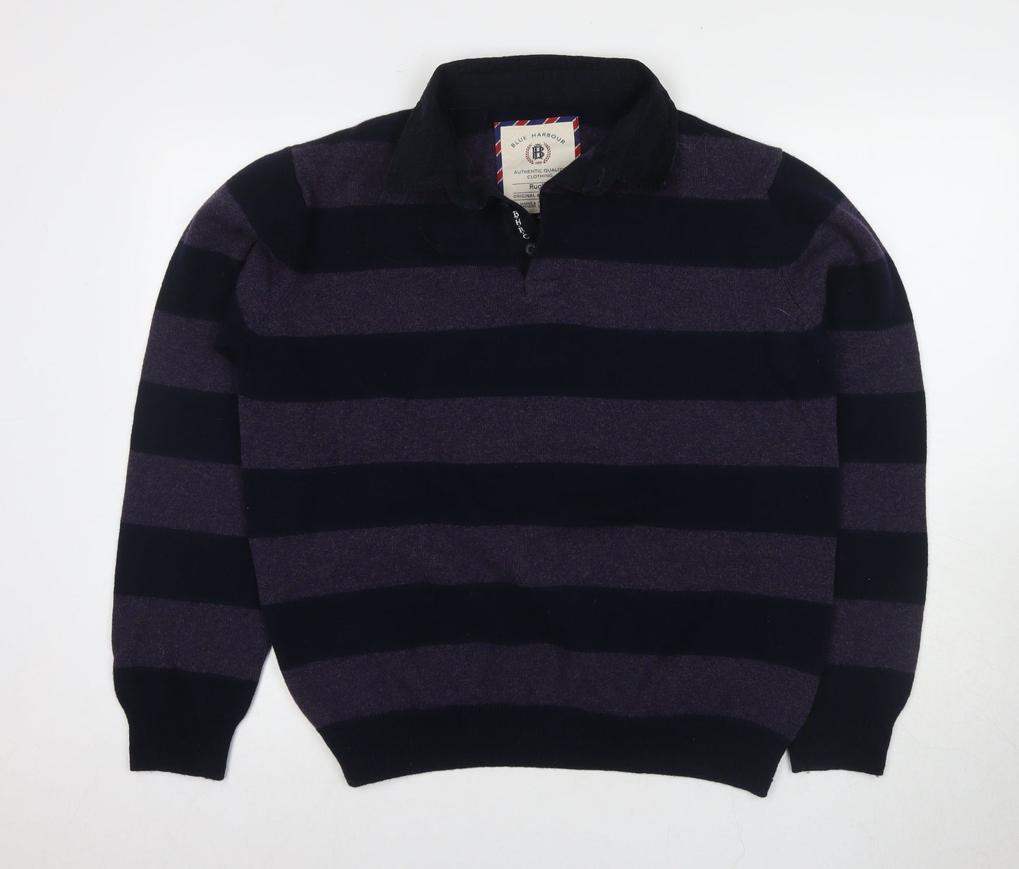 Marks and Spencer Men's Striped Wool Pullover, Large