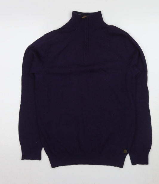 White Stuff Men's Purple Wool Pullover, S, High Neck
