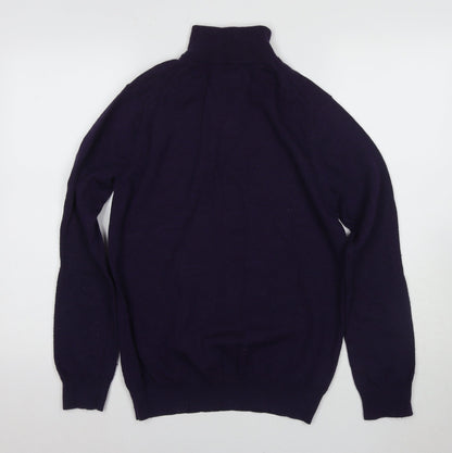 White Stuff Men's Purple Wool Pullover, S, High Neck