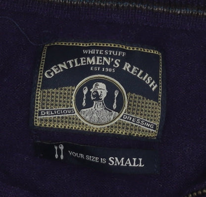 White Stuff Men's Purple Wool Pullover, S, High Neck