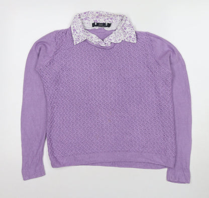 Womens UK Size S Isle Purple Pullover Jumper