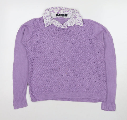 Womens UK Size S Isle Purple Pullover Jumper