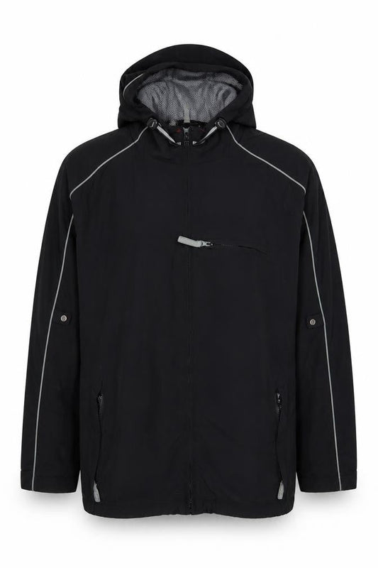 Mens UK Size XL Cutting Edge Black Windbreaker Coat