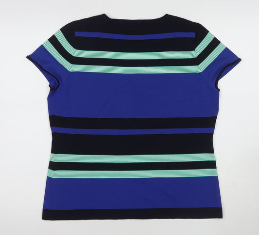 Womens UK Size L Planet Blue Basic T-Shirt