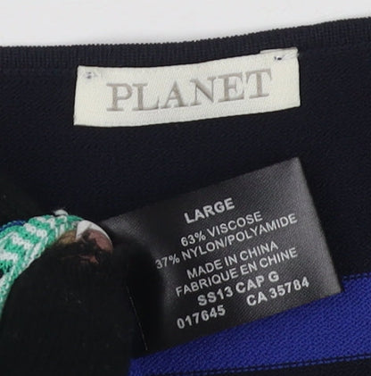 Womens UK Size L Planet Blue Basic T-Shirt