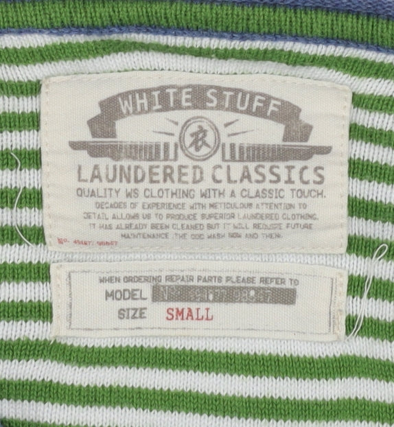 White Stuff Men's Blue Cotton V-Neck Jumper - S