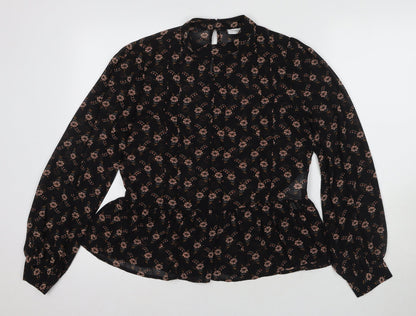 Womens UK Size 10 VILA Black Tunic Blouse