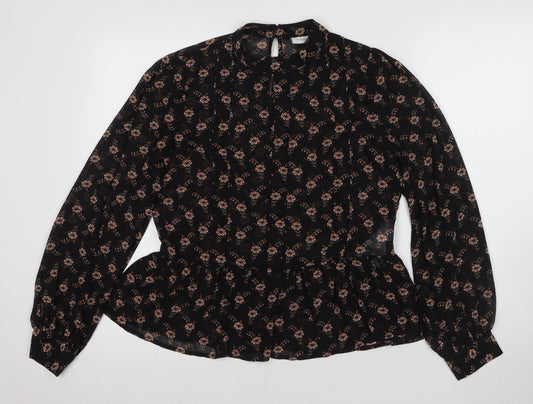 Womens UK Size 10 VILA Black Tunic Blouse