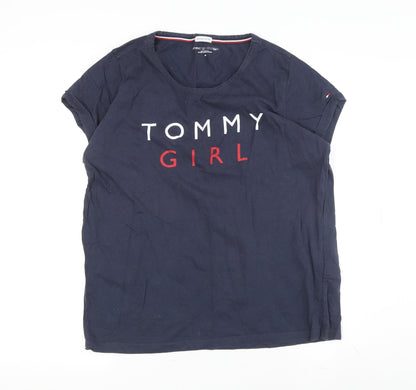 Womens UK Size M Tommy Hilfiger Blue Basic T-Shirt