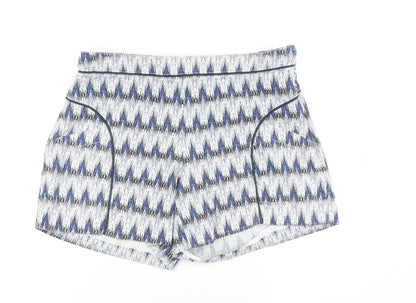 Cartonnier Women's Blue Culotte Shorts S, Geometric, Stretch