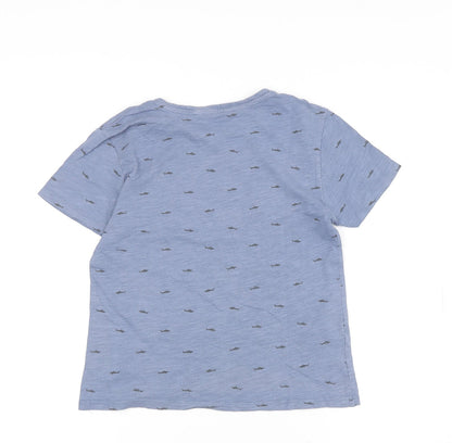 Mango Boys' Blue Animal Print T-Shirt, Size S, Casual, Cotton