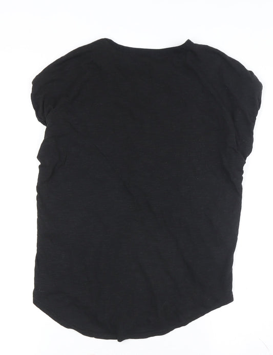 Womens UK Size XS Lucky Brand Black Basic Blouse