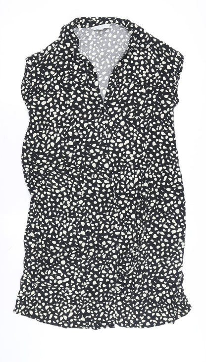 JoJo Maman Bébé Black Animal Print Shirt Dress Women S