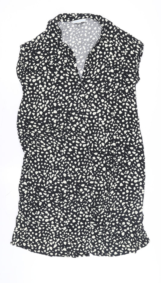 JoJo Maman Bébé Black Animal Print Shirt Dress Women S