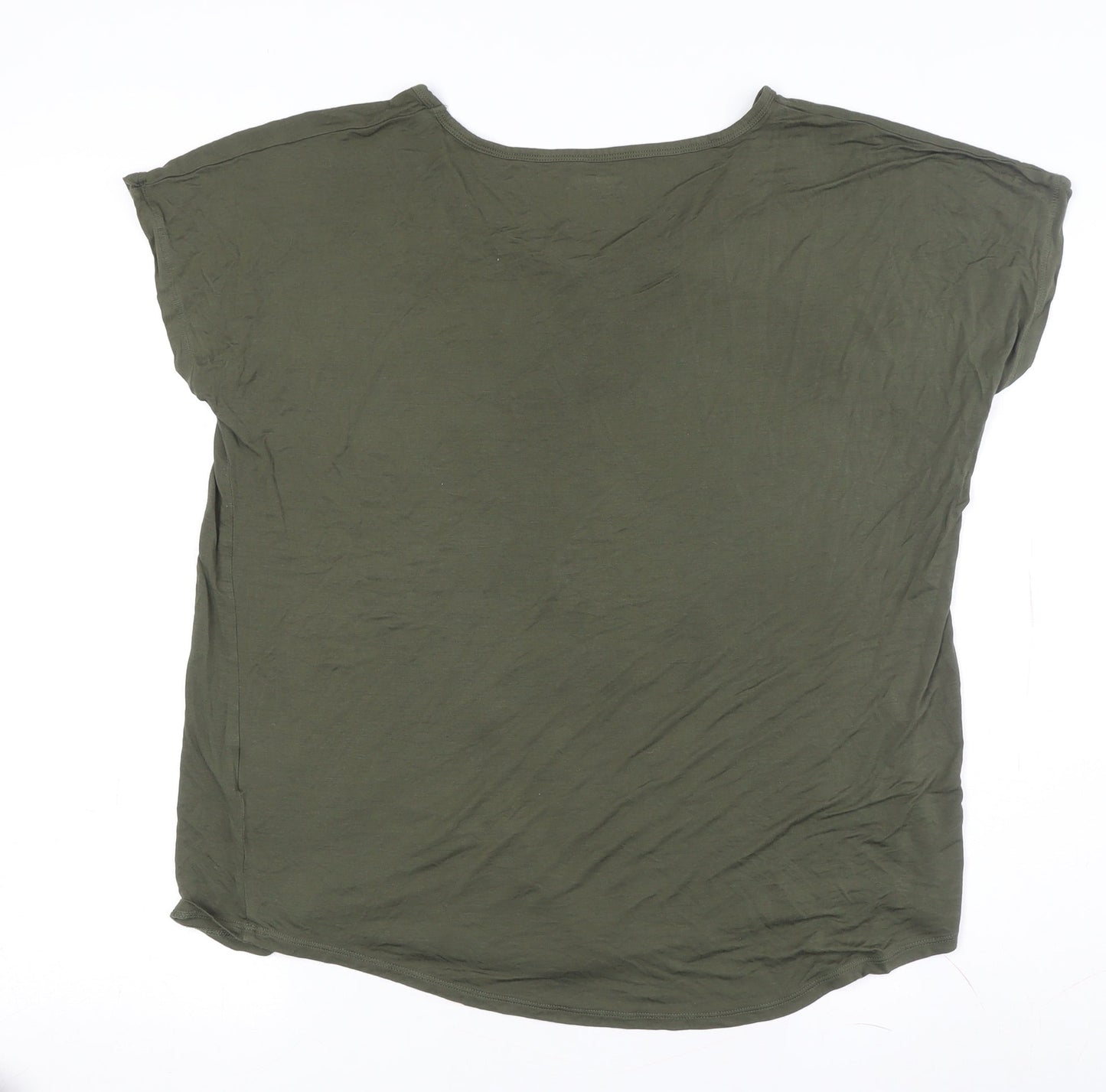 Lands' End Women's Green Basic T-Shirt, M, Summer Casual