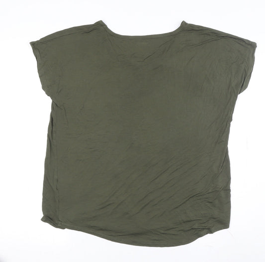 Lands' End Women's Green Basic T-Shirt, M, Summer Casual