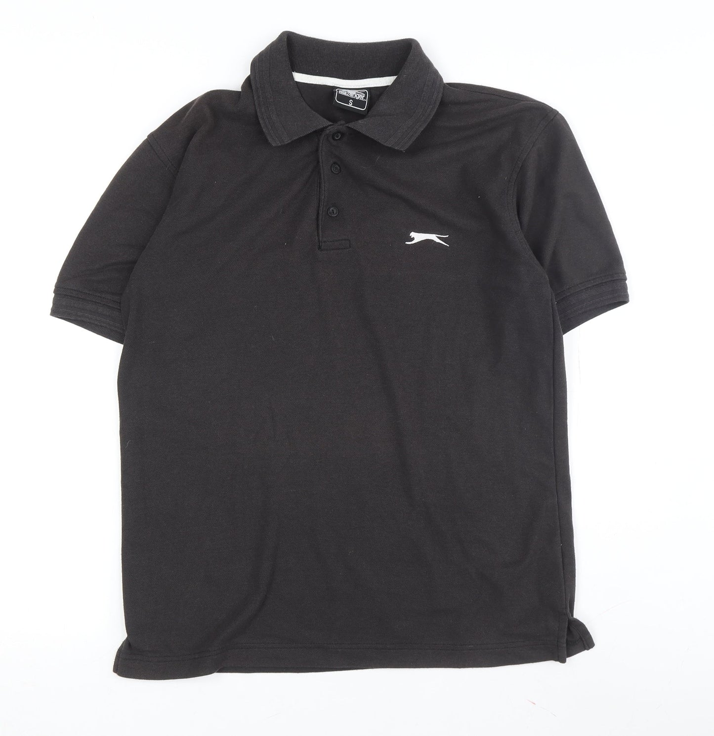 Slazenger Men's Black Polo Small Cotton Short Sleeve