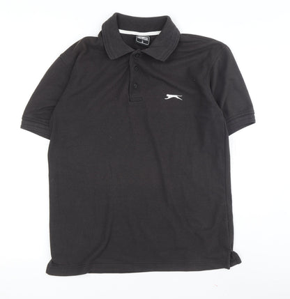 Slazenger Men's Black Polo Small Cotton Short Sleeve