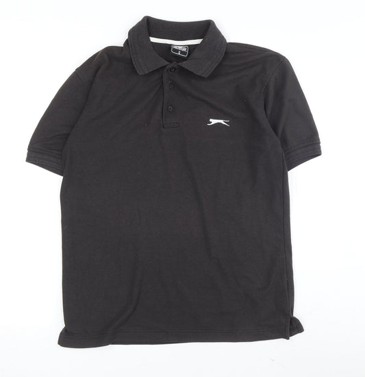 Slazenger Men's Black Polo Small Cotton Short Sleeve