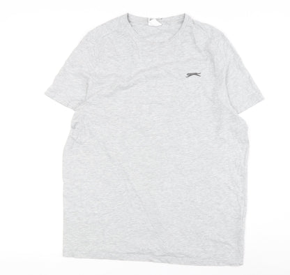 Slazenger Men's Grey M Crew Neck T-Shirt with Logo