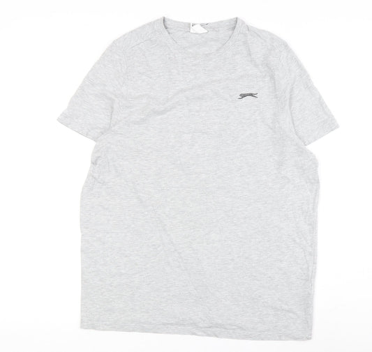 Slazenger Men's Grey M Crew Neck T-Shirt with Logo