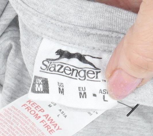 Slazenger Men's Grey M Crew Neck T-Shirt with Logo