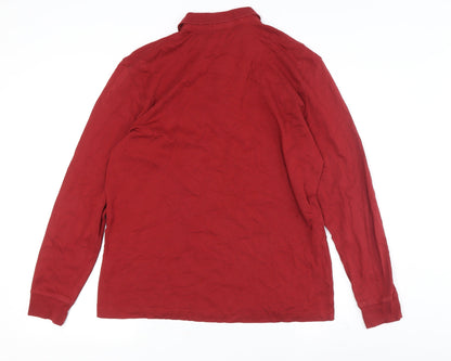 Jockey Men's Red Long Sleeve Polo Medium Cotton