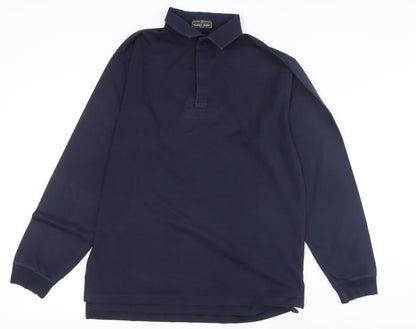 Arco Men's Blue Long Sleeve Rugby Polo Shirt M