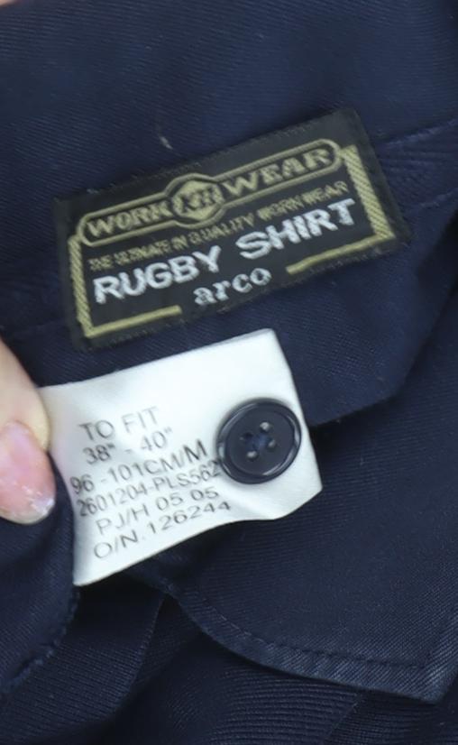 Arco Men's Blue Long Sleeve Rugby Polo Shirt M