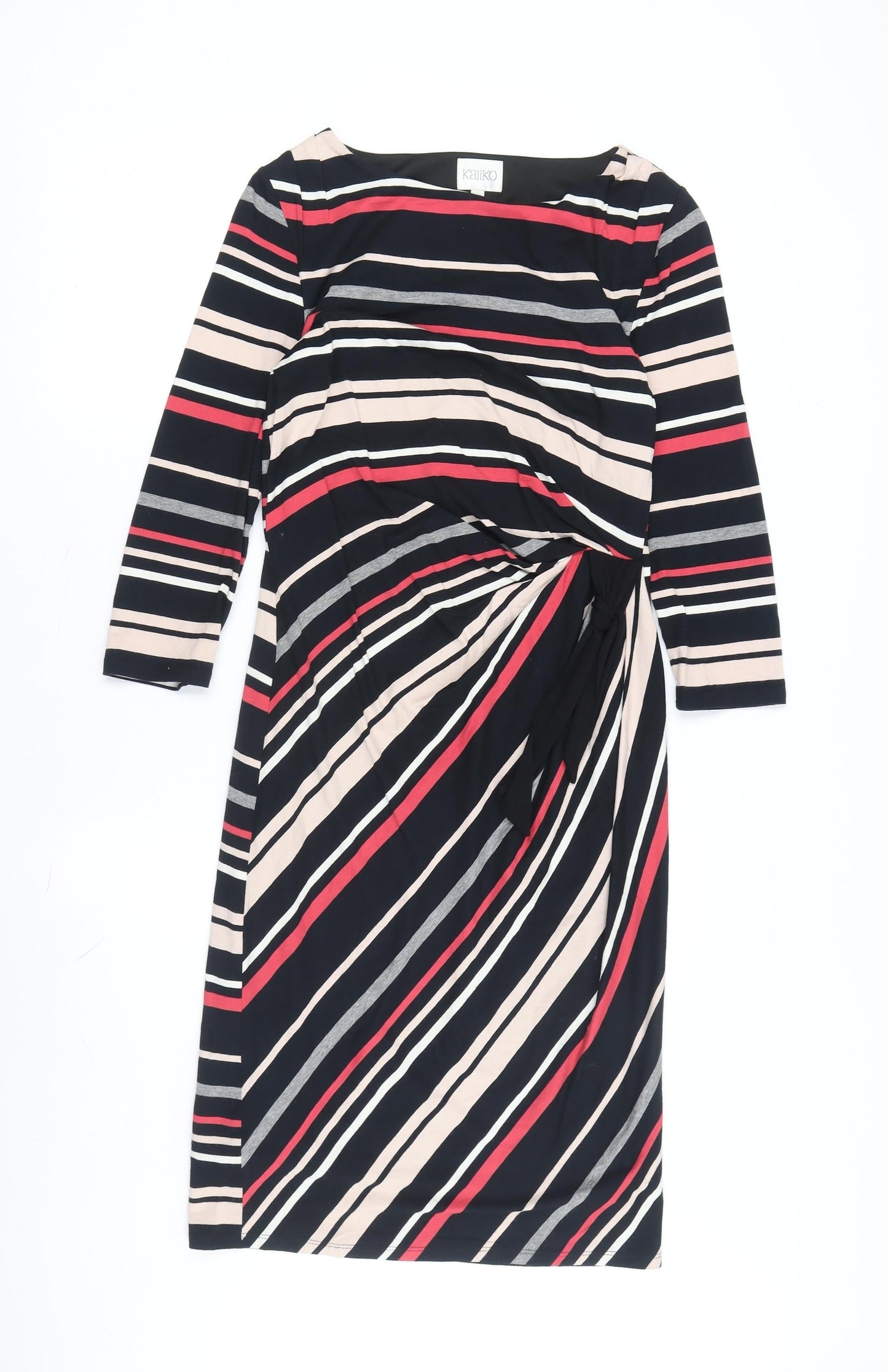 Kaliko Women's Black Striped Bodycon Dress, Size 8