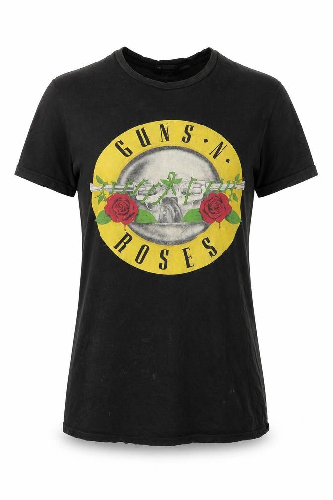Front view of H&M unisex black music t-shirt, size S, casual crew neck