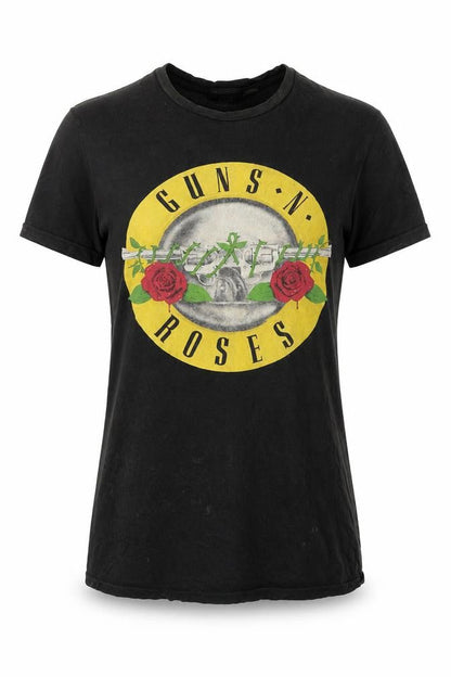 Front view of H&M unisex black music t-shirt, size S, casual crew neck