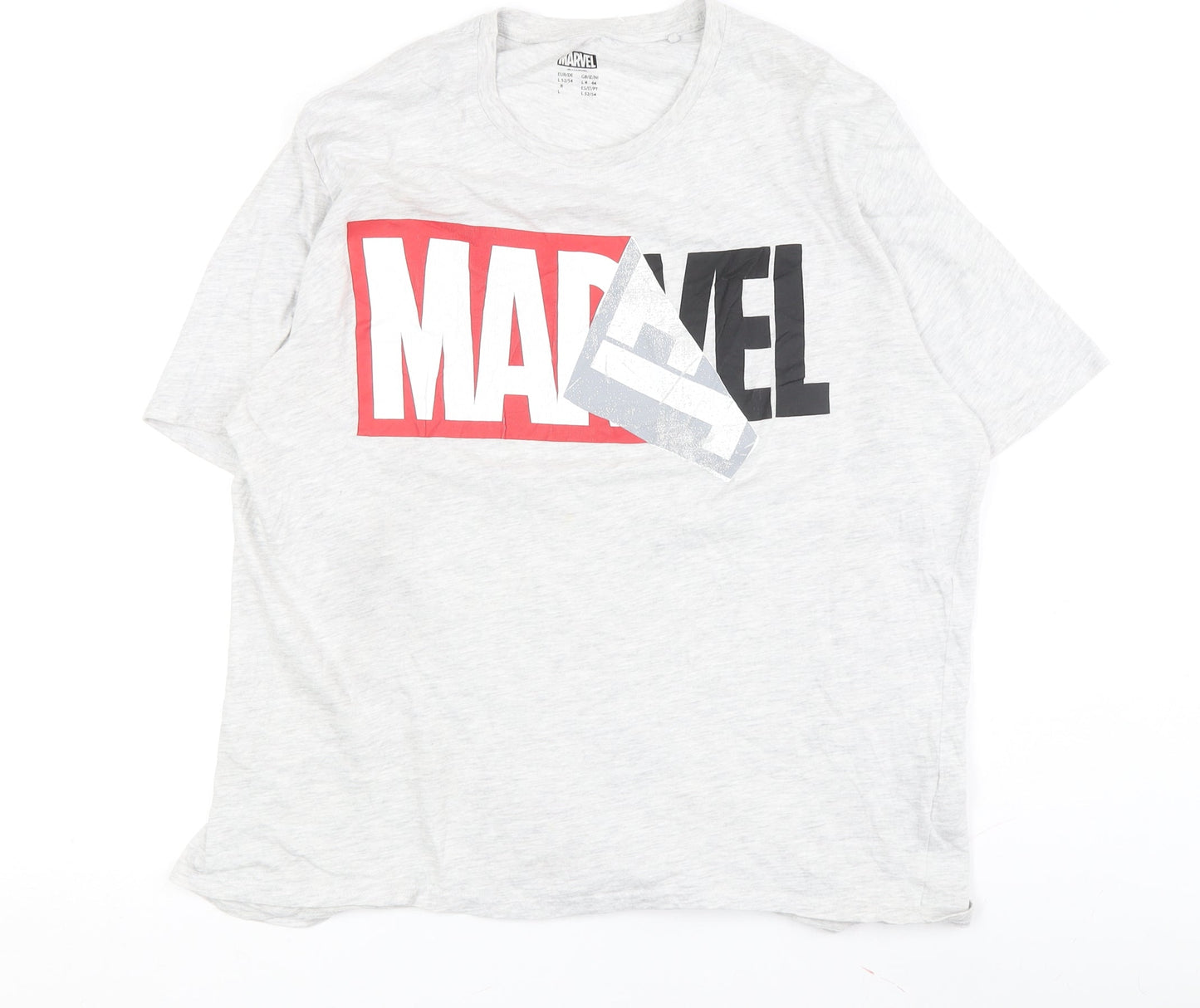 Marvel Men's Grey Graphic Print T-Shirt, Size L