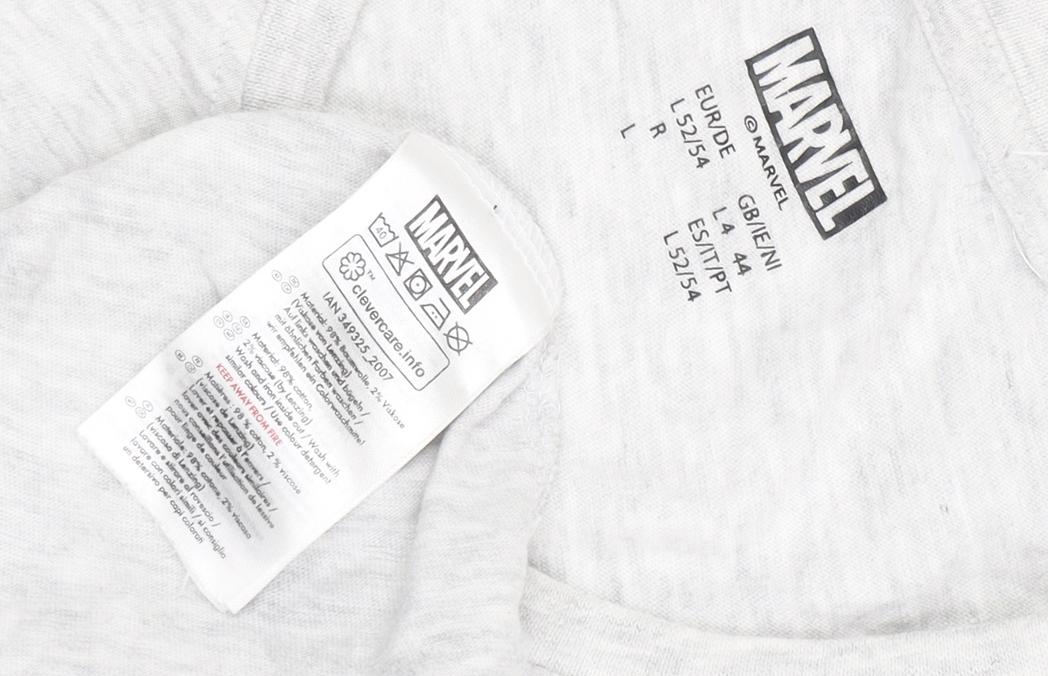 Marvel Men's Grey Graphic Print T-Shirt, Size L