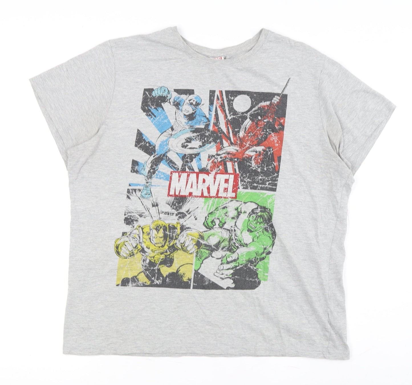Marvel Men’s Grey Graphic Print T-Shirt Large