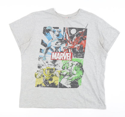 Marvel Men’s Grey Graphic Print T-Shirt Large