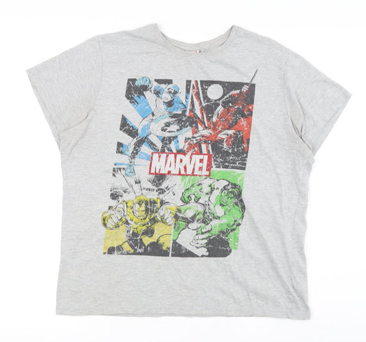 Marvel Men’s Grey Graphic Print T-Shirt Large