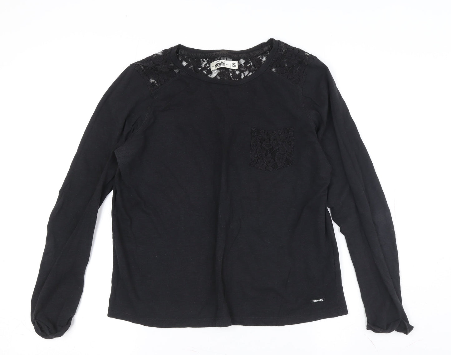 Womens UK Size S Superdry Black Basic Long Sleeve