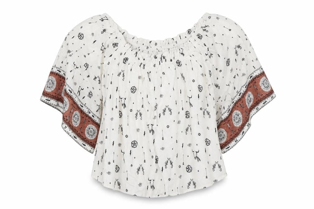 Womens UK Size L Mango White Bohemian Blouse
