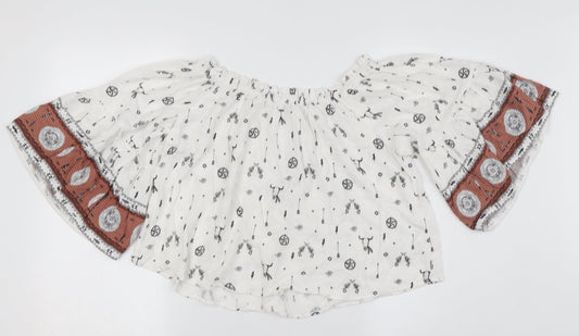 Womens UK Size L Mango White Bohemian Blouse