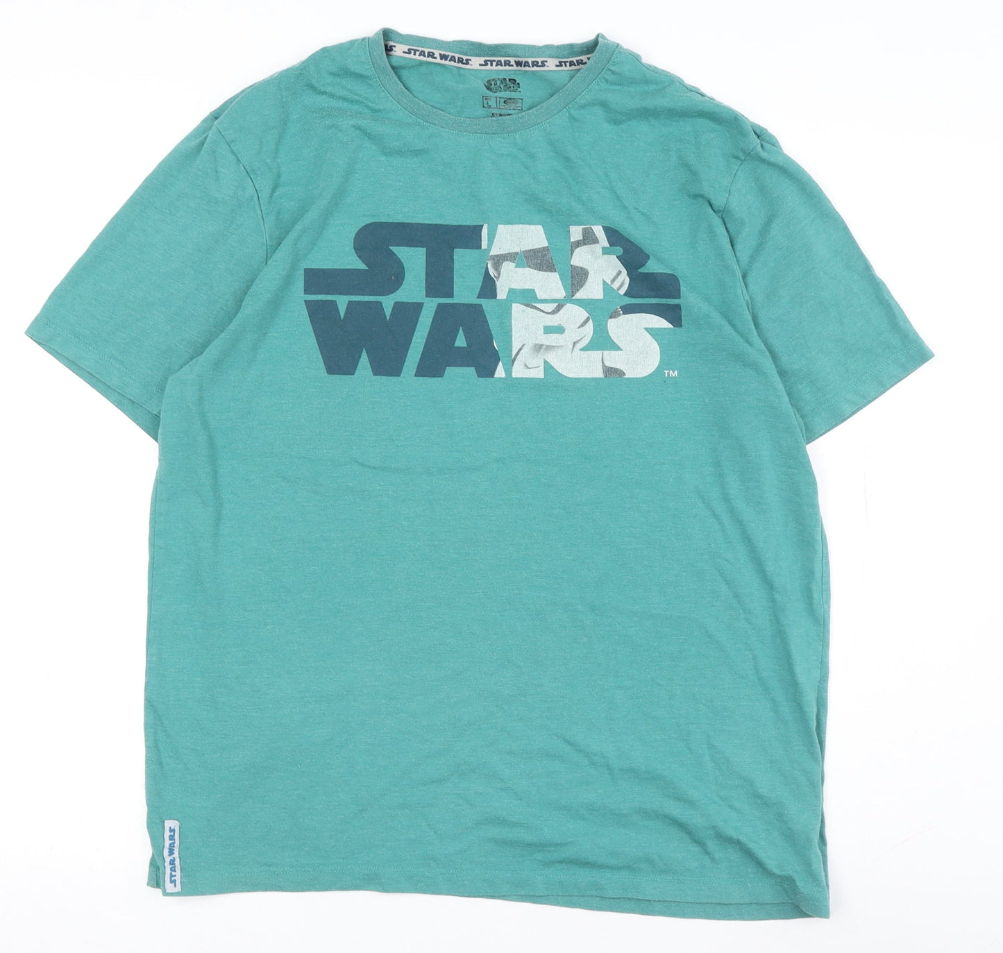Star Wars Men’s Green Cotton T-Shirt, Size S, Logo Print