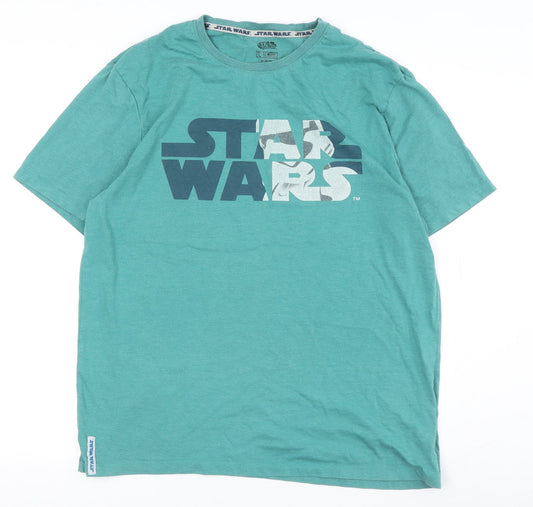 Star Wars Men’s Green Cotton T-Shirt, Size S, Logo Print