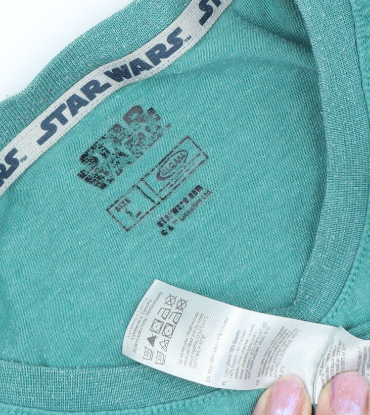 Star Wars Men’s Green Cotton T-Shirt, Size S, Logo Print