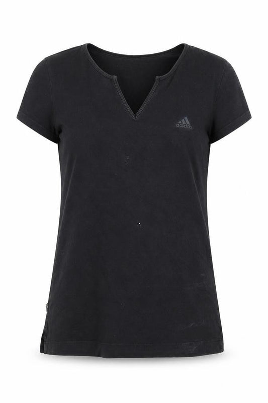 Front view of Adidas Women's Black V-Neck T-Shirt, size 12