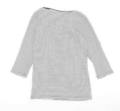 Gap Women's Black Striped T-Shirt, M, 3/4 Sleeve Jersey