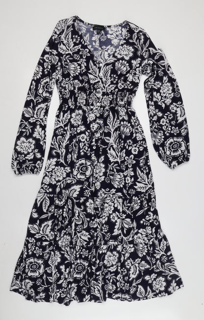 Blue Vanilla Womens Floral Midi Dress, Size 12, A-Line